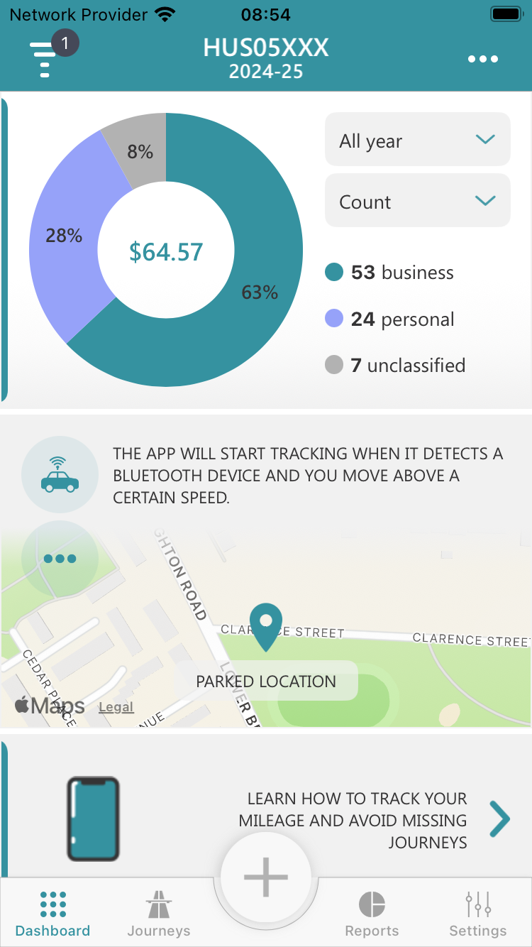 Mileage Logbook - Dashboard