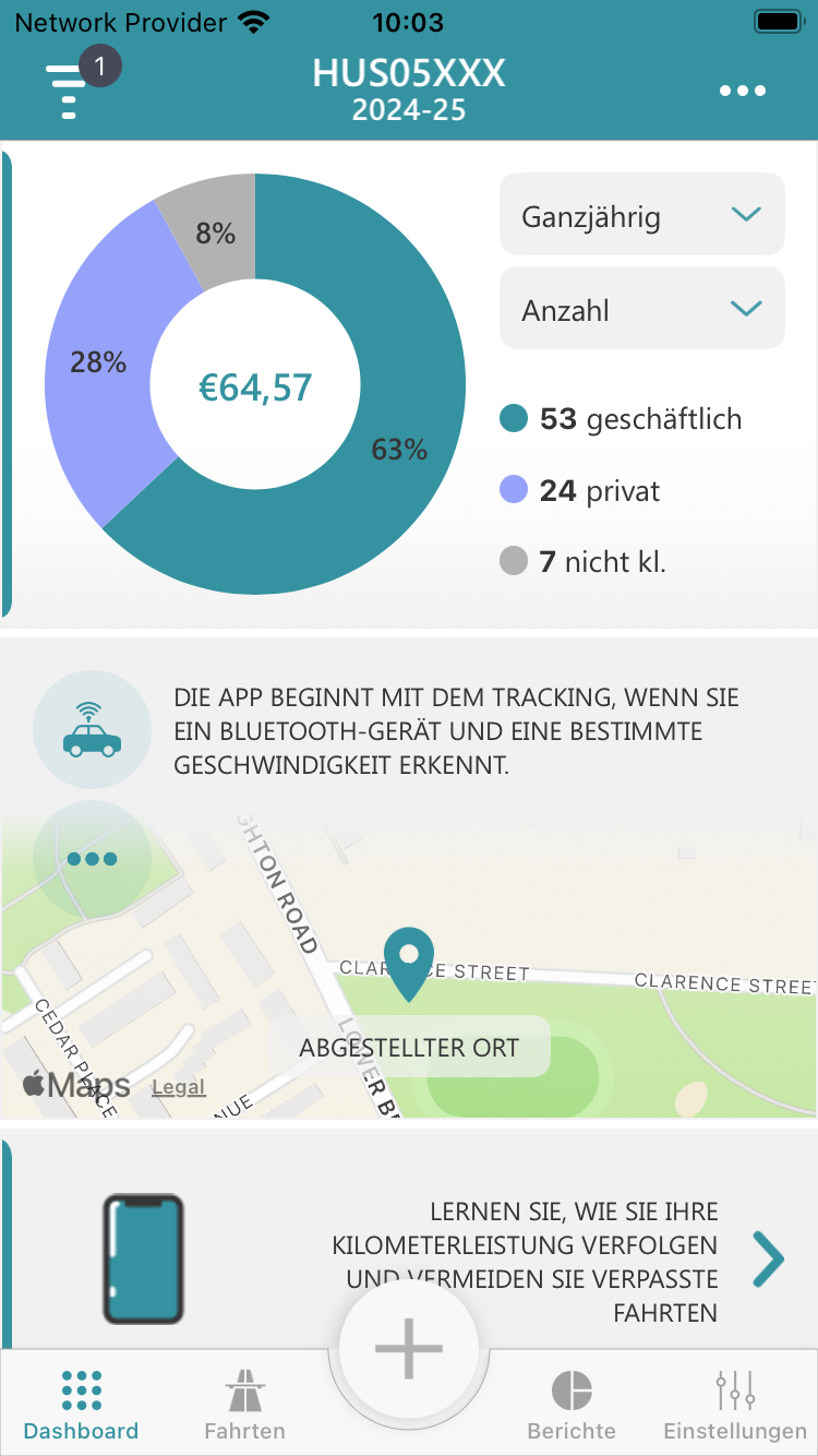 Mileage Logbook - Dashboard