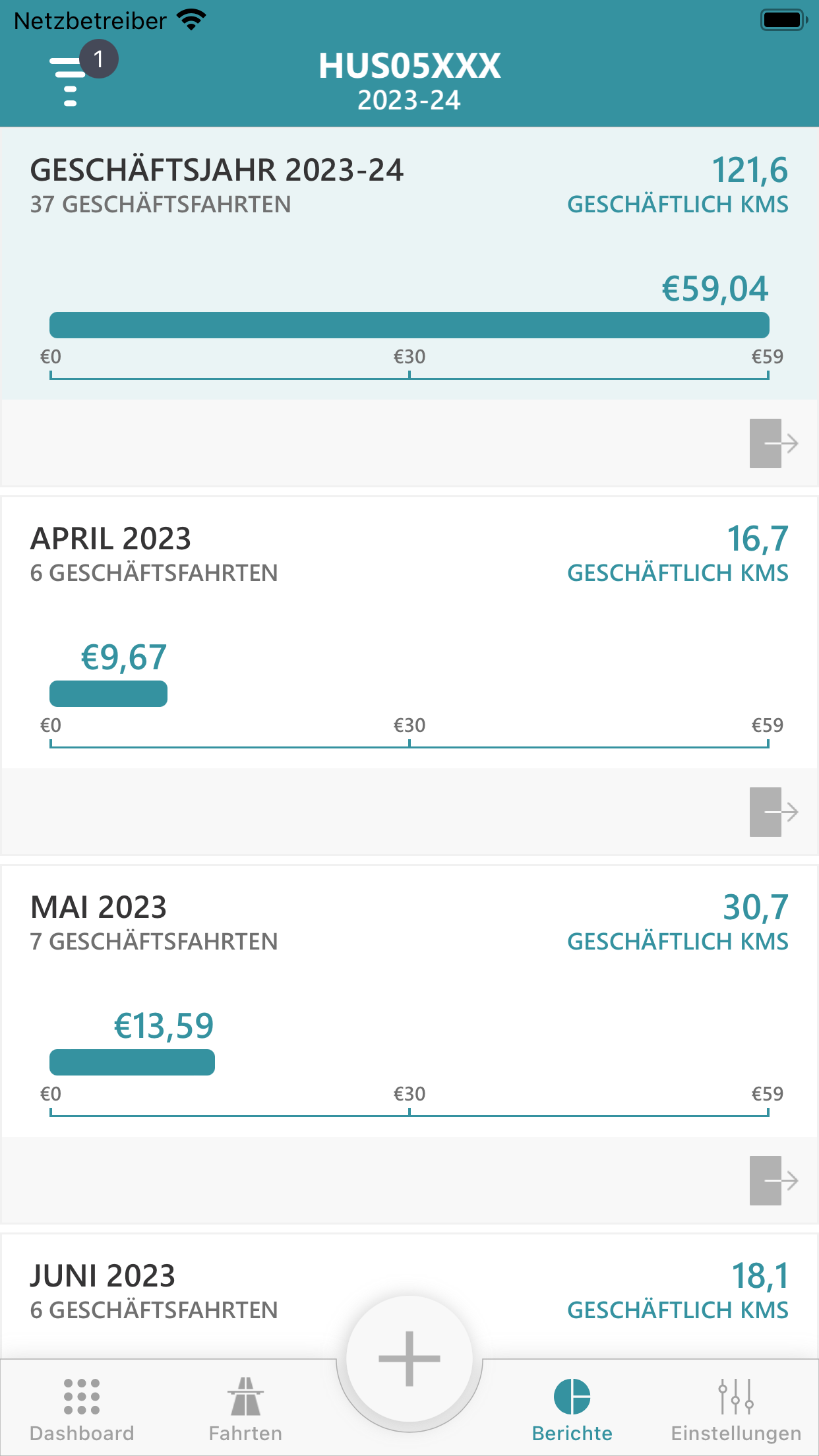 Mileage Logbook - Berichte