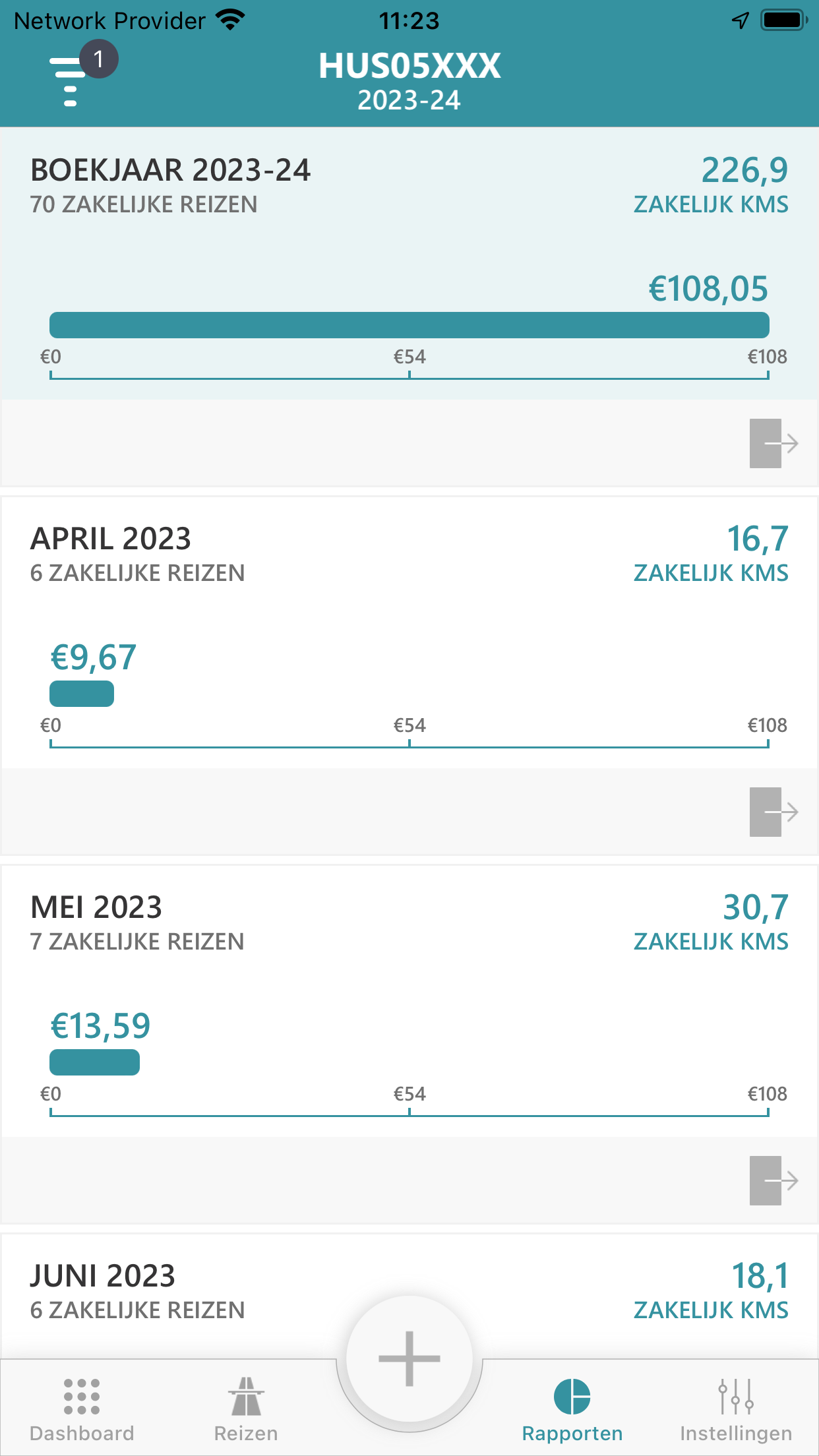 Mileage Logbook - Rapporten