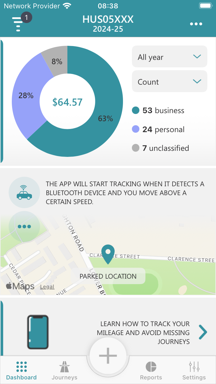 Mileage Logbook - Dashboard